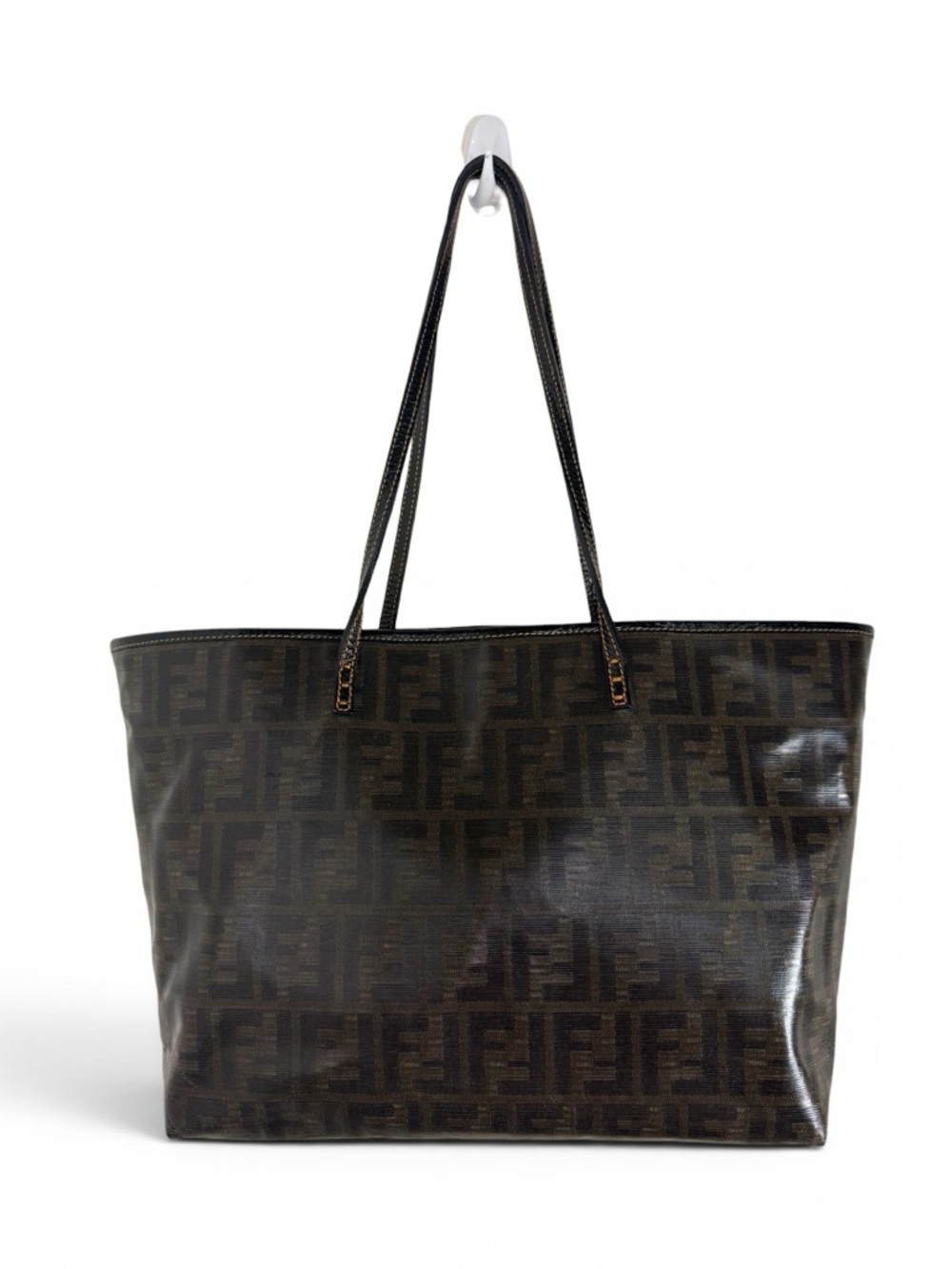 FENDI FF Brown Zucca Pattern Shoulder Tote - Picture 3 of 12